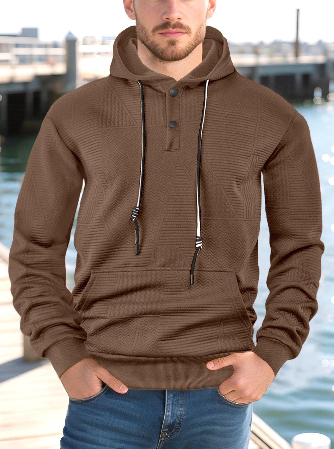 Loose casual hooded long sleeved sweatshirt