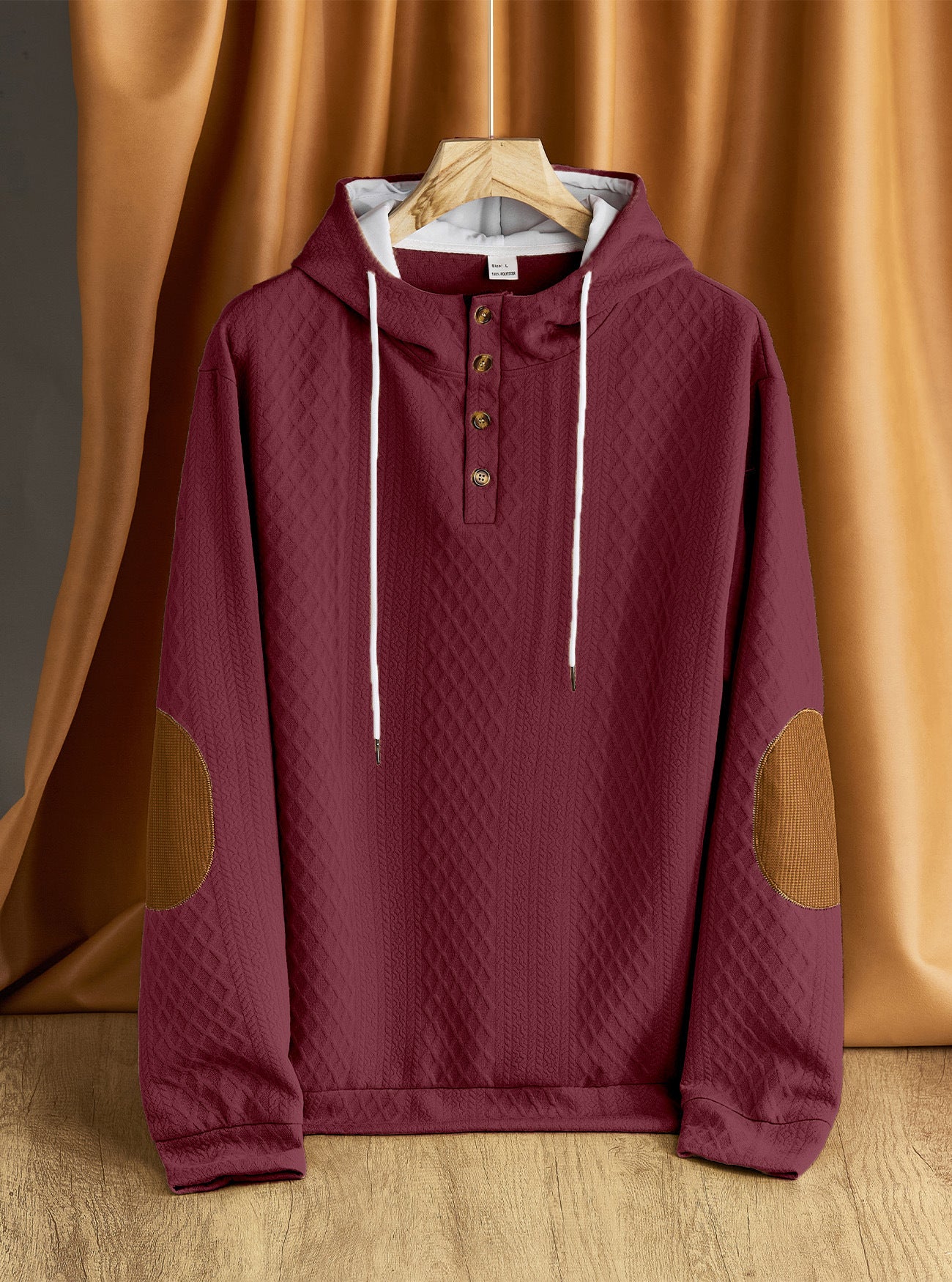 Men's solid color hooded embroidered sports sweatshirt