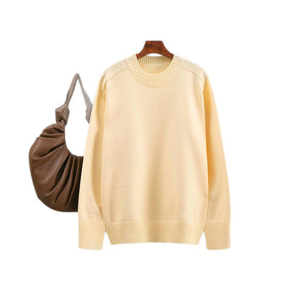 Round neck solid color loose pullover sweater