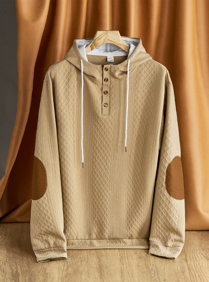 Men's solid color hooded embroidered sports sweatshirt