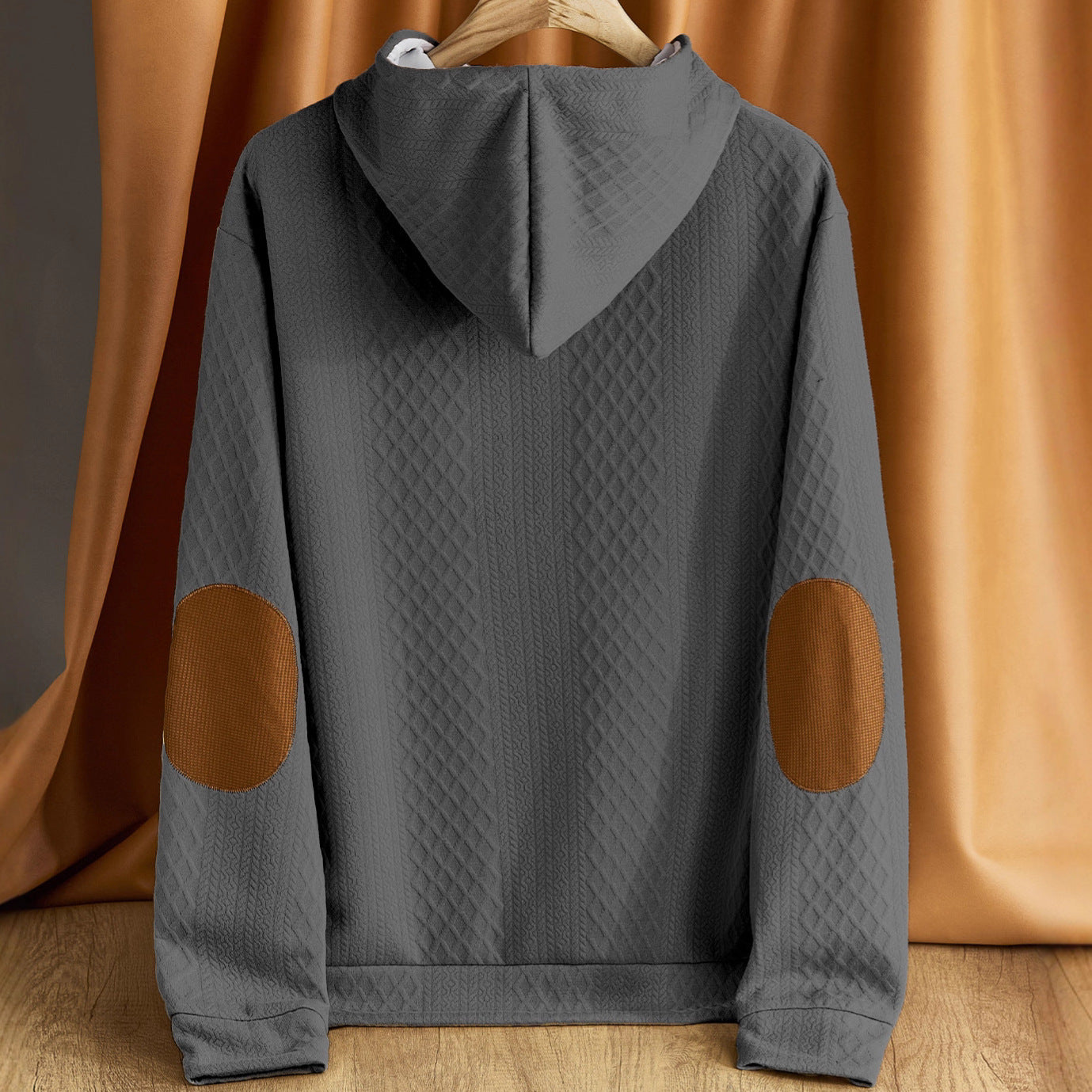 Men's solid color hooded embroidered sports sweatshirt