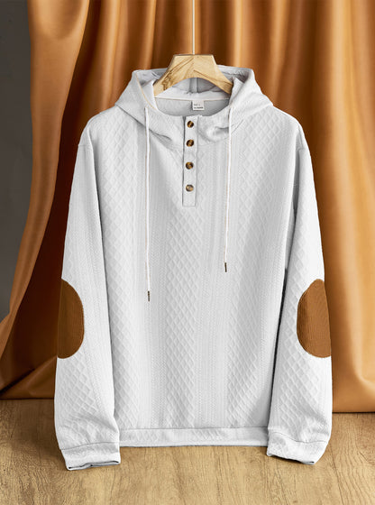 Men's solid color hooded embroidered sports sweatshirt