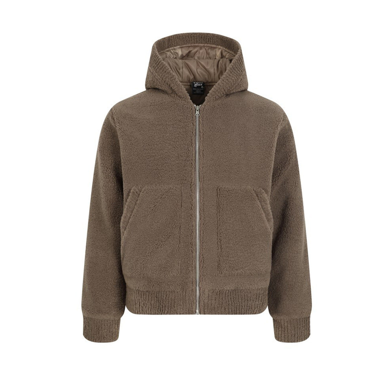 Lamb wool and velvet cotton coat hooded jacket