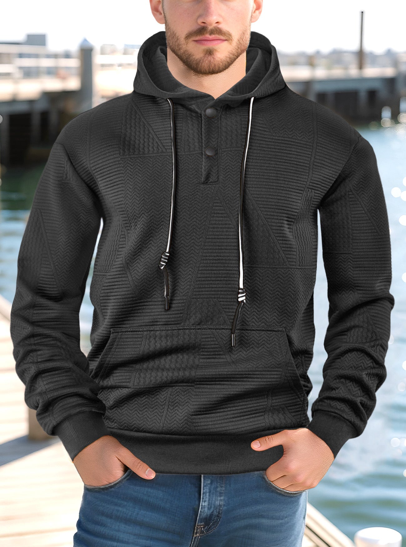Loose casual hooded long sleeved sweatshirt