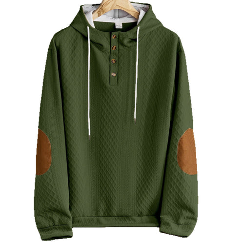 Men's solid color hooded embroidered sports sweatshirt