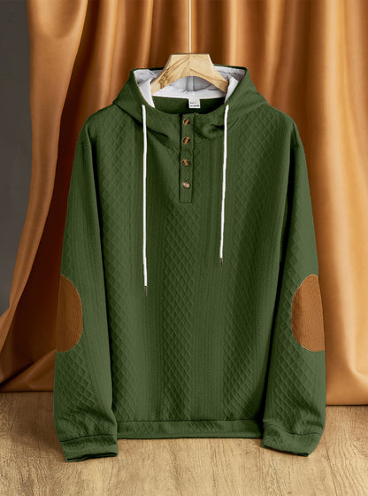 Men's solid color hooded embroidered sports sweatshirt