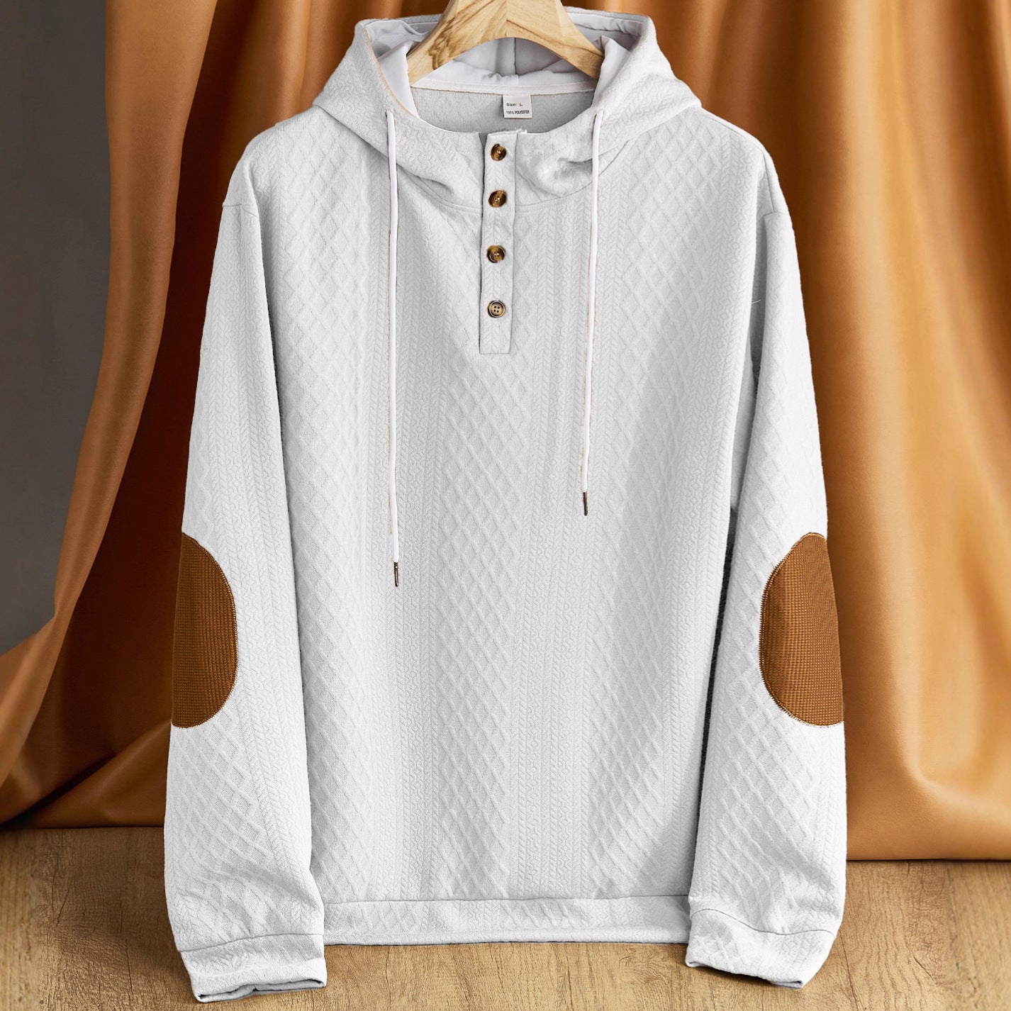 Men's solid color hooded embroidered sports sweatshirt