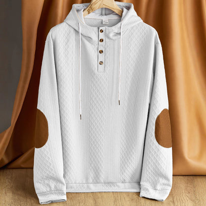 Men's solid color hooded embroidered sports sweatshirt