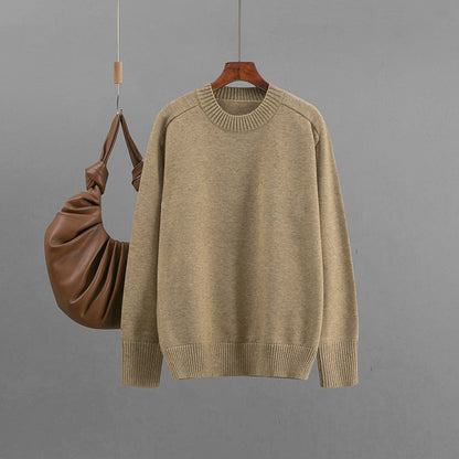 Round neck solid color loose pullover sweater