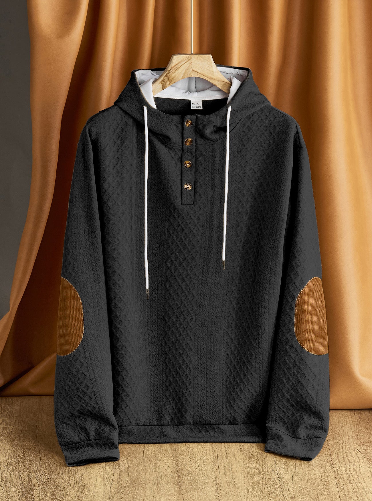 Men's solid color hooded embroidered sports sweatshirt