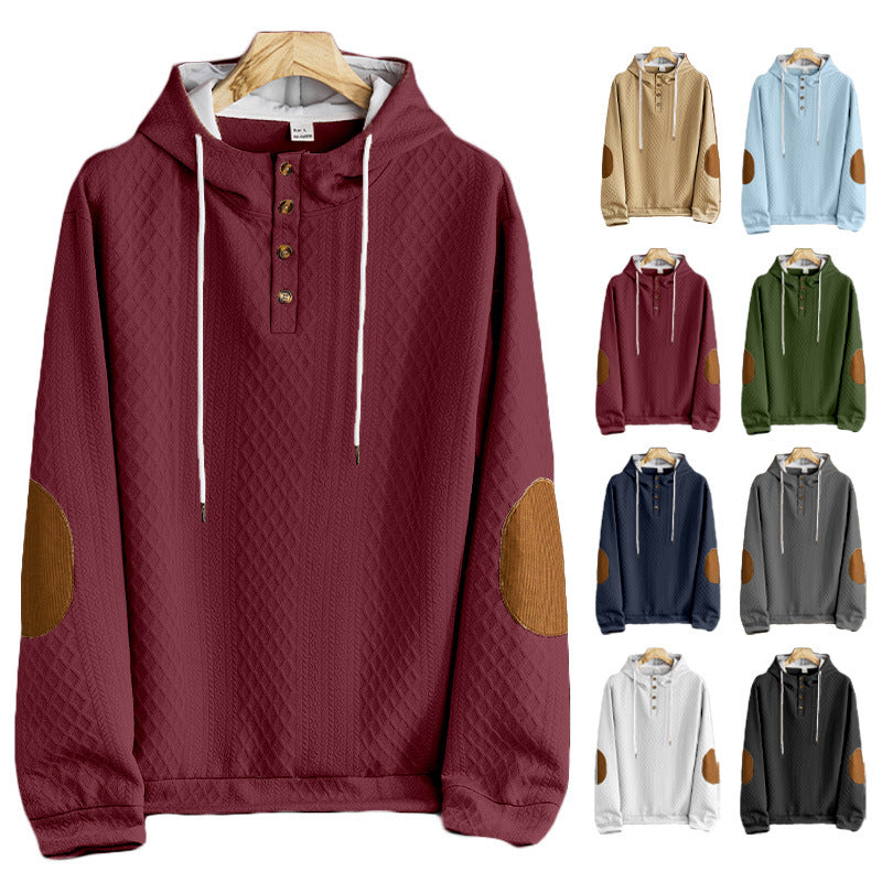 Men's solid color hooded embroidered sports sweatshirt