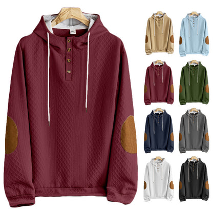Men's solid color hooded embroidered sports sweatshirt