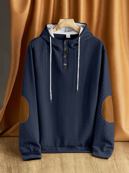 Men's solid color hooded embroidered sports sweatshirt