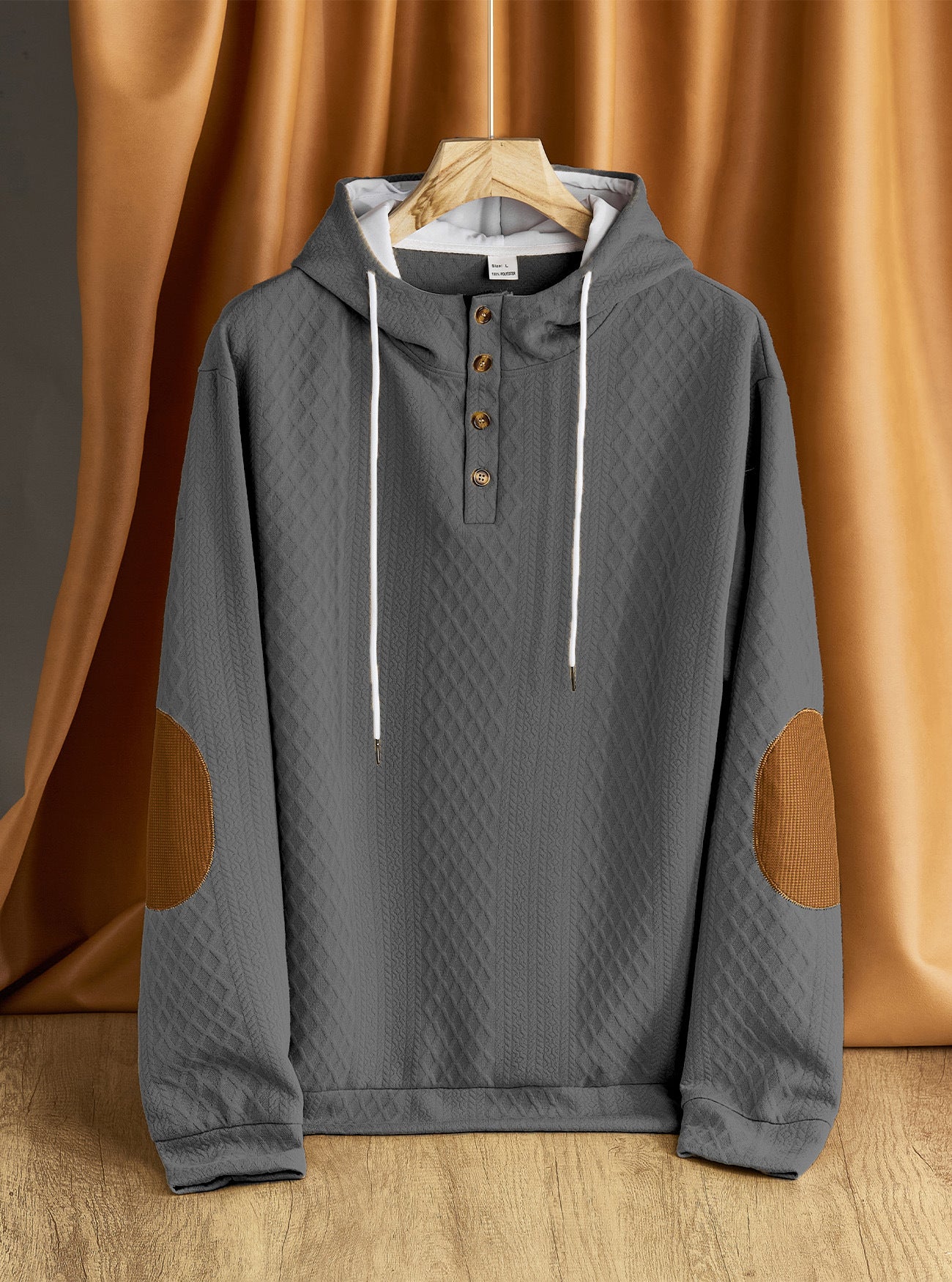 Men's solid color hooded embroidered sports sweatshirt